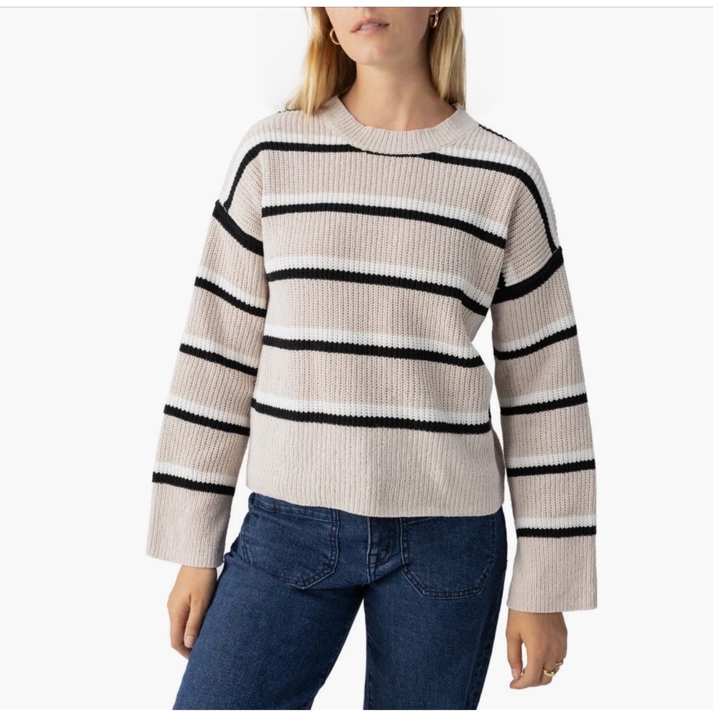Sanctuary Chilly Out Chenille Sweater Sz Large | Striped Rib Knit Pullover | NWT